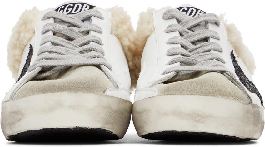 Golden Goose SSENSE Exclusive White  Black Shearling Super-Star Sneakers - Picture 2