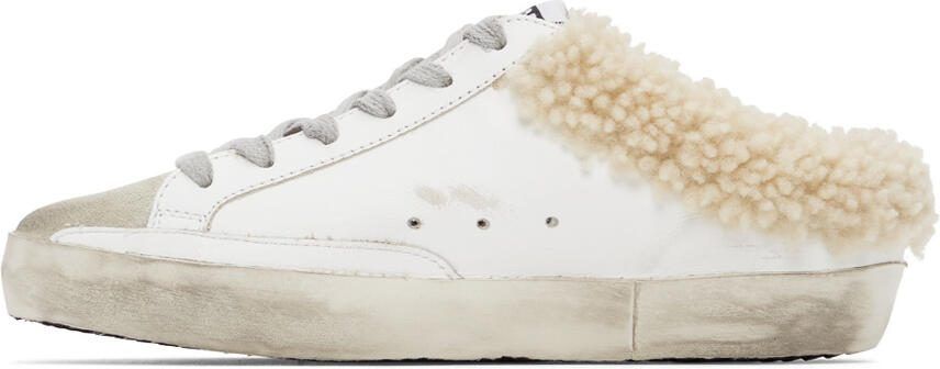 Golden Goose SSENSE Exclusive White  Black Shearling Super-Star Sneakers - Picture 4
