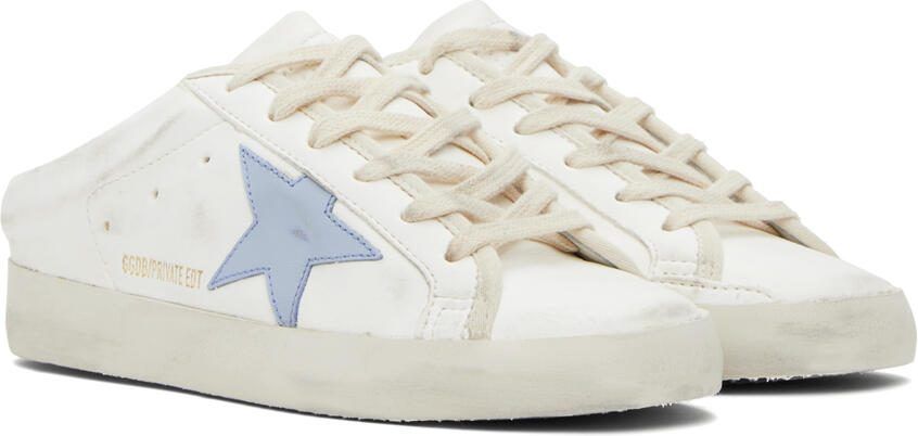 Golden Goose SSENSE Exclusive White  Blue Ball Star Sabot Sneakers - Picture 2