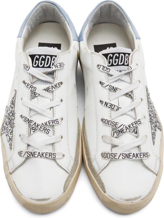 Golden Goose SSENSE Exclusive White  Blue Super-Star Classic Sneakers