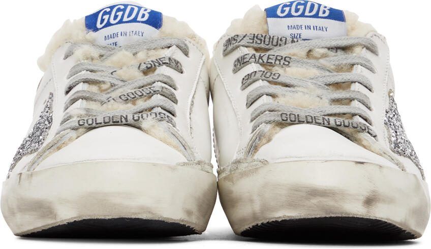 Golden Goose SSENSE Exclusive White  Silver Super-Star Shearling Sneakers - Picture 3