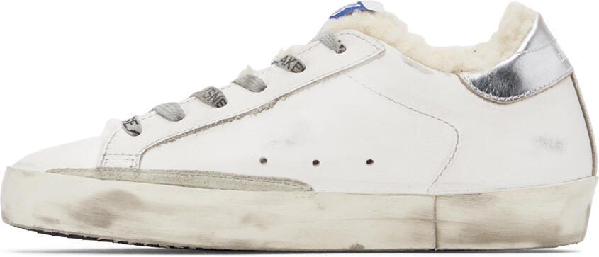 Golden Goose SSENSE Exclusive White  Silver Super-Star Shearling Sneakers - Picture 4