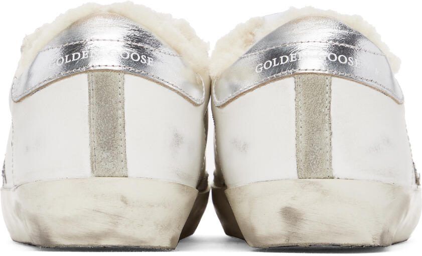 Golden Goose SSENSE Exclusive White  Silver Super-Star Shearling Sneakers - Picture 2