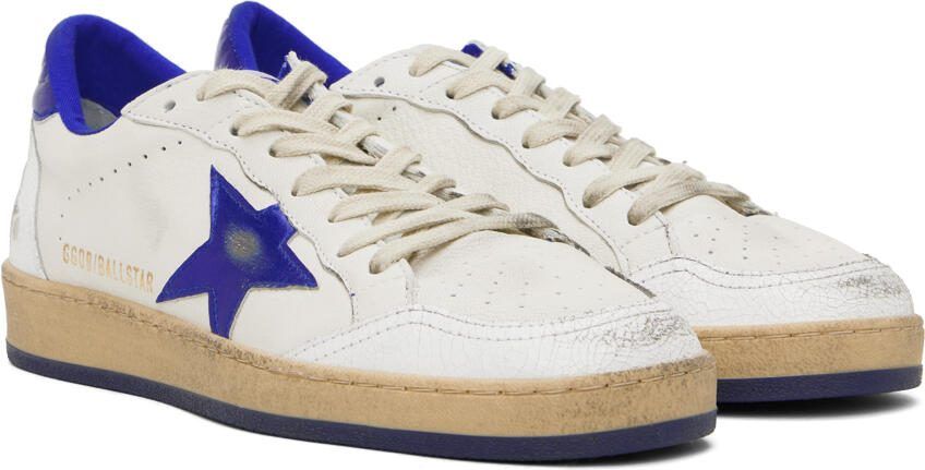 Golden Goose White  Blue Ball Star Sneakers - Picture 2