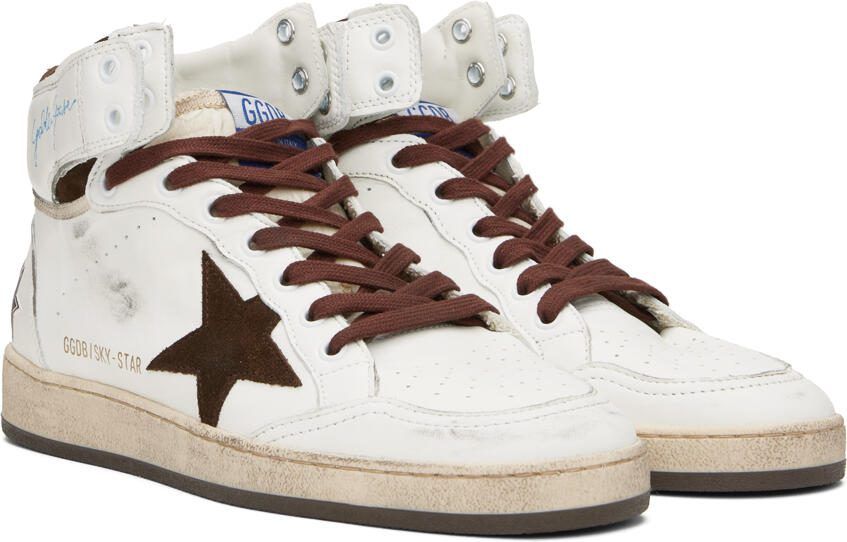 Golden Goose White  Brown Sky-Star Sneakers - Picture 2