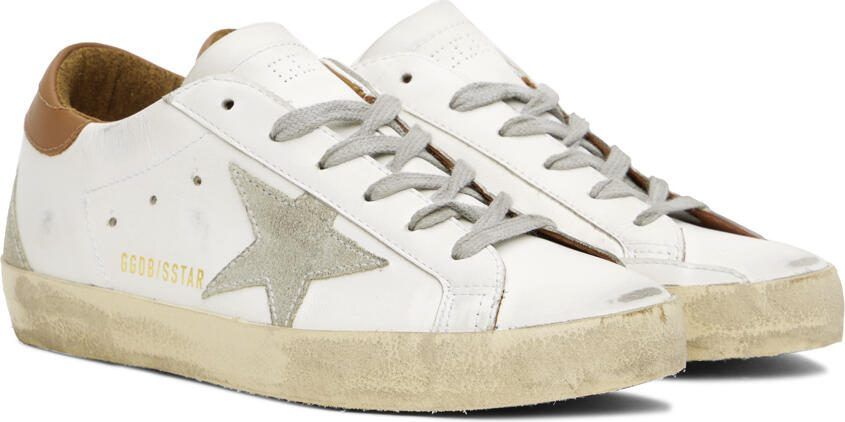 Golden Goose White  Brown Super-Star Classic Sneakers - Picture 2