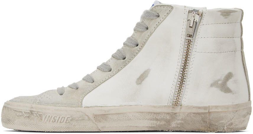 Golden Goose White  Gray Slide Classic High-Top Sneakers - Picture 3