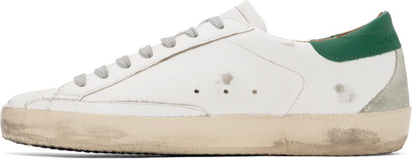 Golden Goose White  Green Super-Star Sneakers - Picture 3