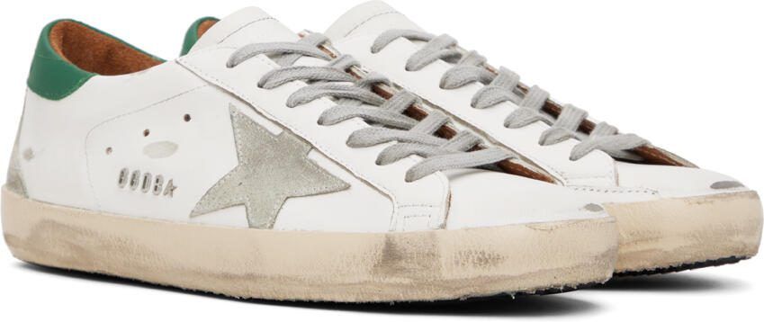 Golden Goose White  Green Super-Star Sneakers - Picture 2