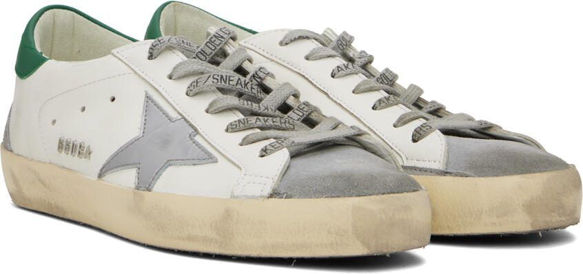 Golden Goose White  Green Super-Star Sneakers - Picture 2