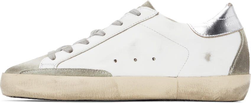 Golden Goose White  Grey Super-Star Classic Sneakers - Picture 4