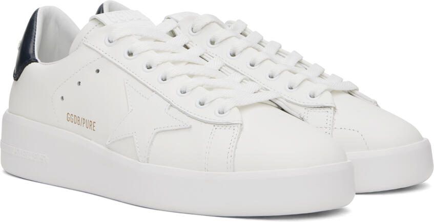 Golden Goose White  Navy Purestar Sneakers - Picture 2