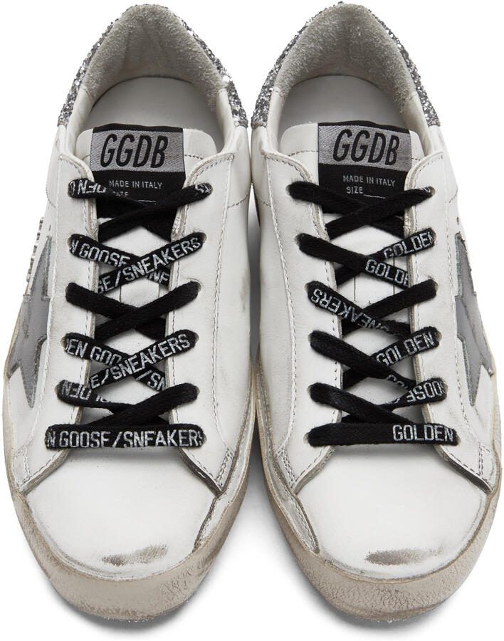 Golden Goose White  Silver Super-Star Classic Sneakers