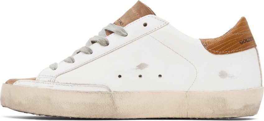 Golden Goose White  Tan Super-Star Sneakers - Picture 3