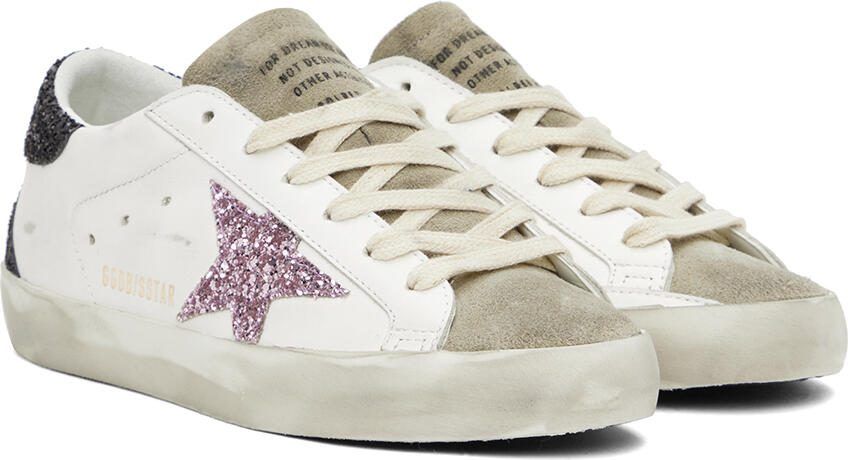Golden Goose White  Taupe Super-Star Sneakers - Picture 2