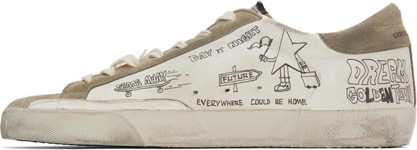 Golden Goose White  Taupe Super-Star Sneakers - Picture 3