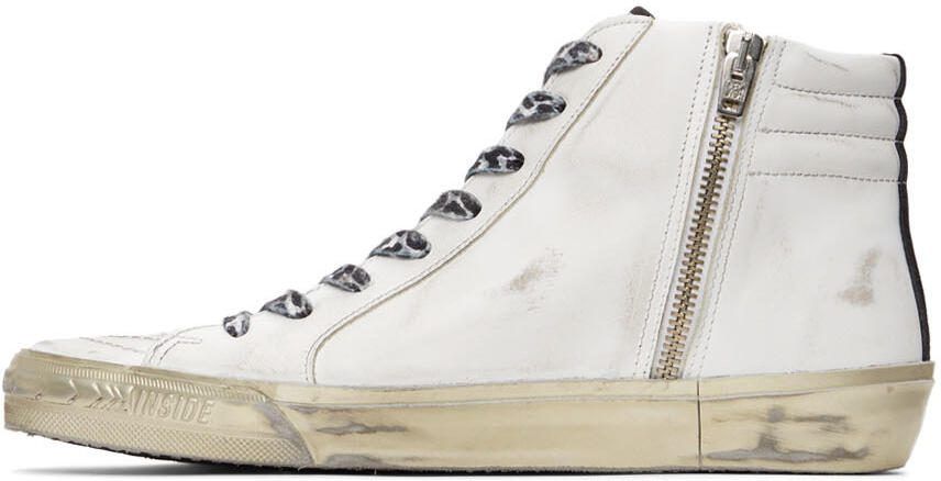 Golden Goose White Slide Leather Sneakers - Picture 4