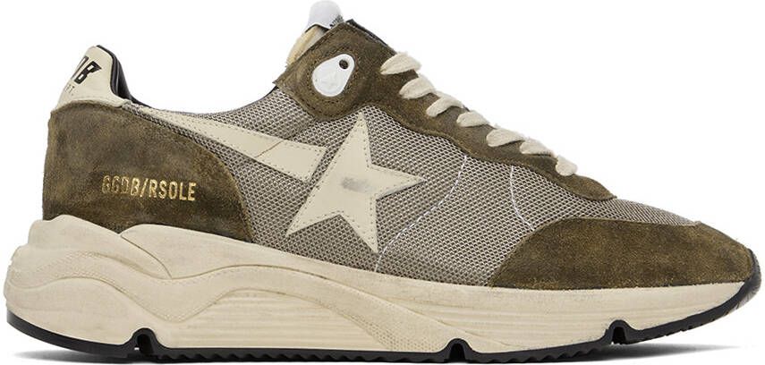 Golden Goose Khaki  Beige Running Sole Sneakers - Picture 5