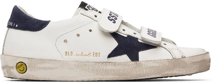 Golden Goose Kids White  Navy Old School Sneakers