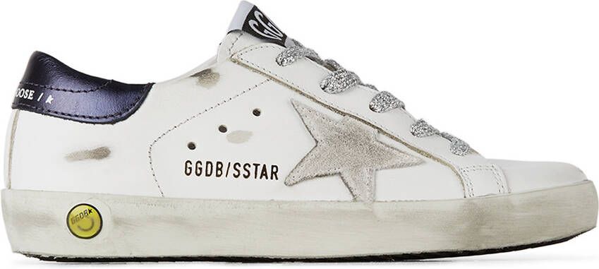 Golden Goose Kids White  Navy Super-Star Classic Sneakers - Picture 5