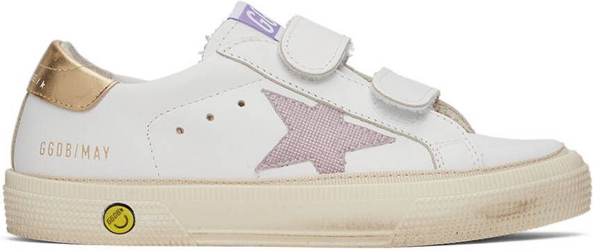 Golden Goose Kids White  Pink Check Star May School Sneakers - Picture 5