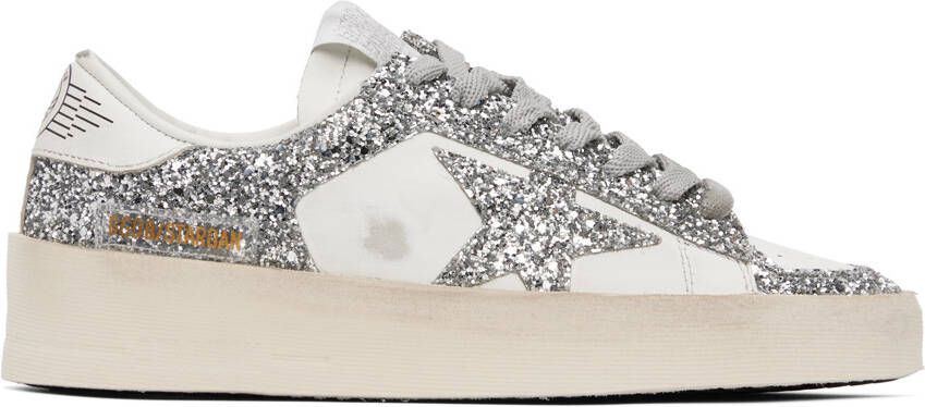 Golden Goose Silver  White Stardan Sneakers