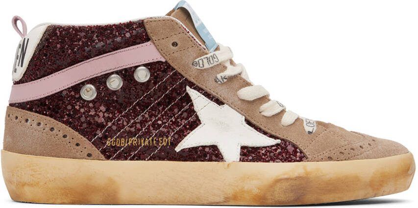 Golden Goose SSENSE Exclusive Burgundy  Taupe Mid Star Sneakers - Picture 5
