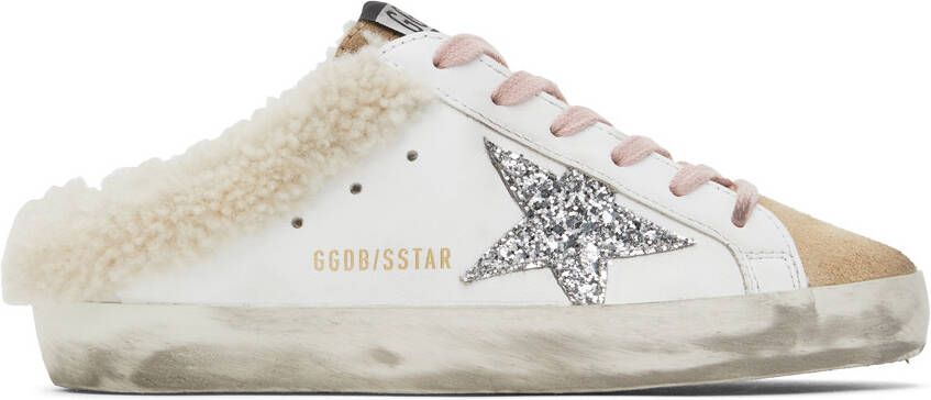 Golden Goose SSENSE Exclusive White  Beige Shearling Super-Star Sabot Sneakers - Picture 5