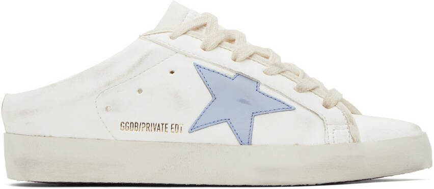 Golden Goose SSENSE Exclusive White  Blue Ball Star Sabot Sneakers - Picture 5