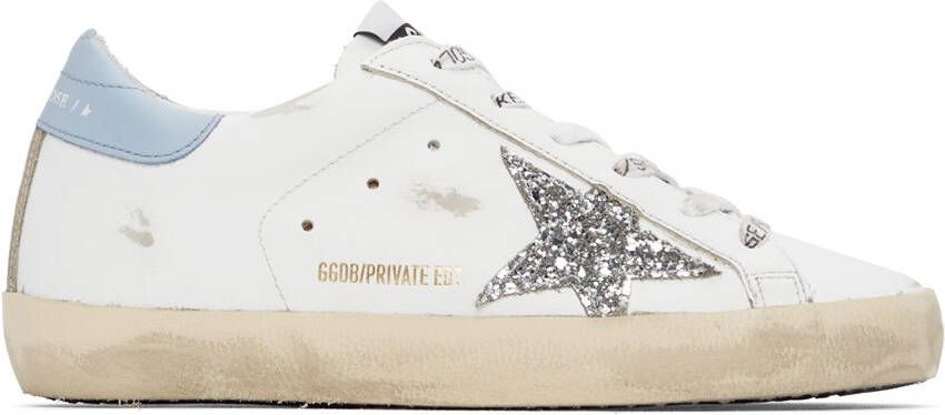 Golden Goose SSENSE Exclusive White  Blue Super-Star Classic Sneakers - Picture 5