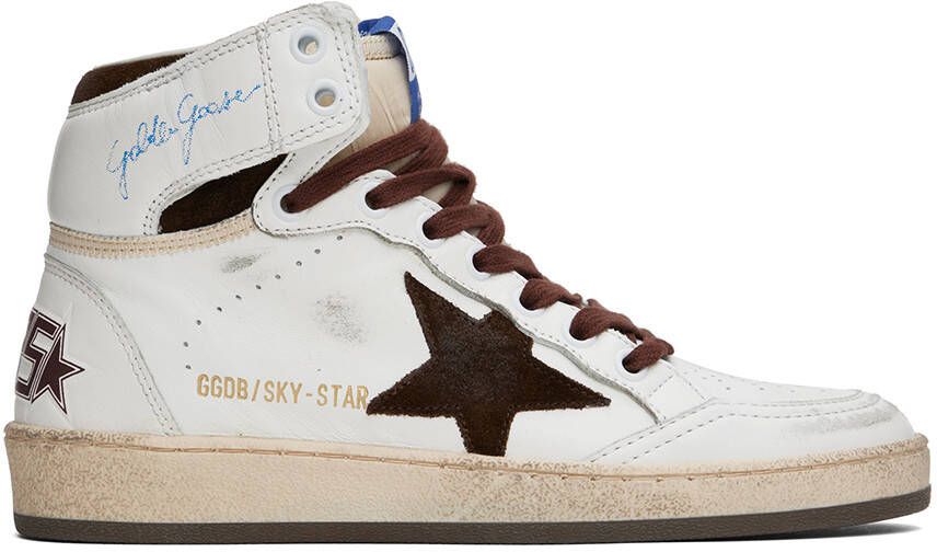 Golden Goose White  Brown Sky-Star Sneakers
