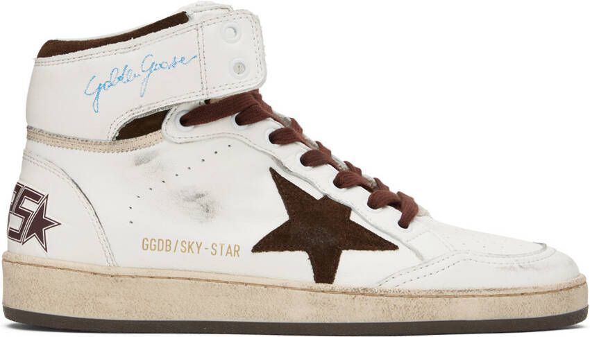 Golden Goose White  Brown Sky-Star Sneakers - Picture 5