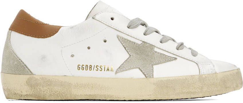 Golden Goose White  Brown Super-Star Classic Sneakers - Picture 5