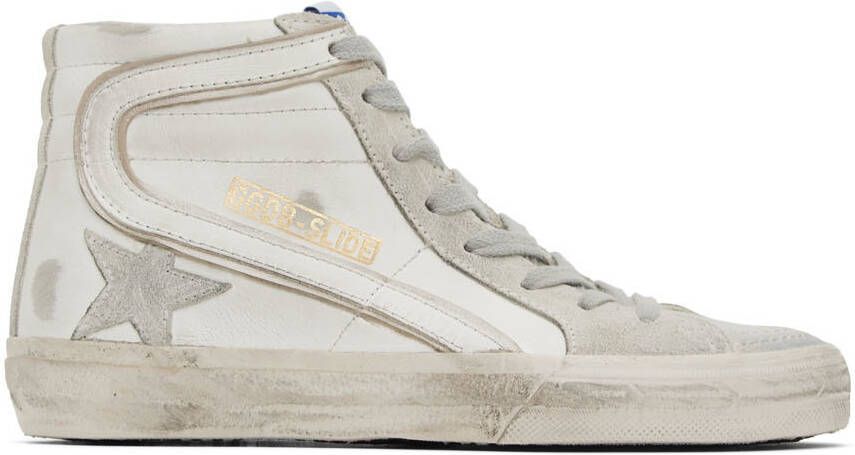 Golden Goose White  Gray Slide Classic High-Top Sneakers - Picture 5