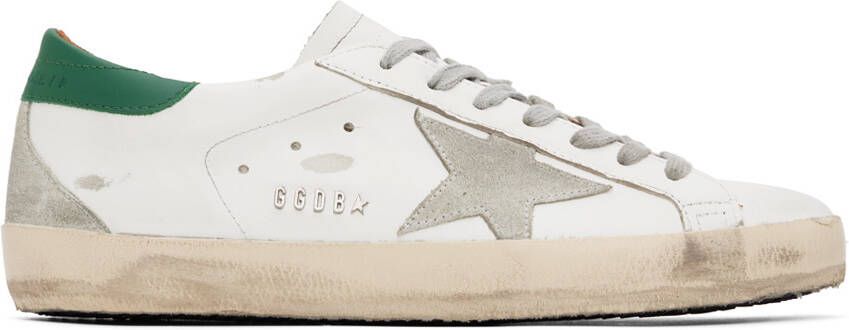Golden Goose White  Green Super-Star Sneakers - Picture 5