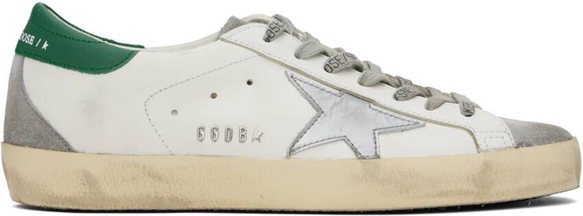 Golden Goose White  Green Super-Star Sneakers - Picture 5
