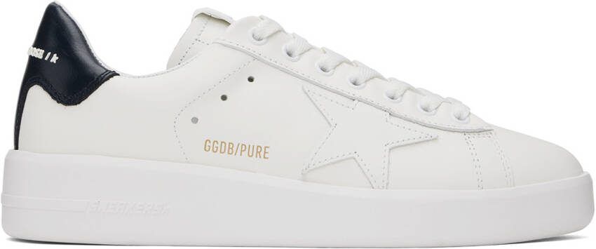 Golden Goose White  Navy Purestar Sneakers - Picture 5