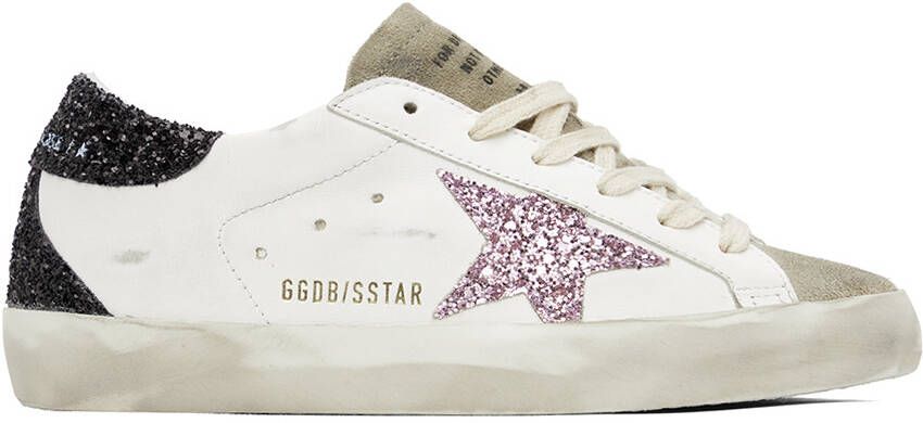 Golden Goose White  Taupe Super-Star Sneakers - Picture 5