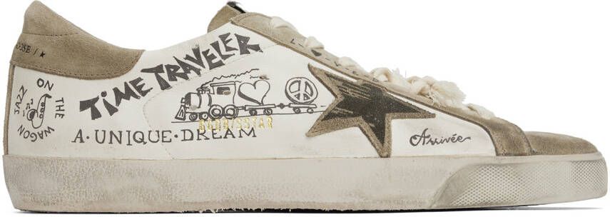 Golden Goose White  Taupe Super-Star Sneakers - Picture 5