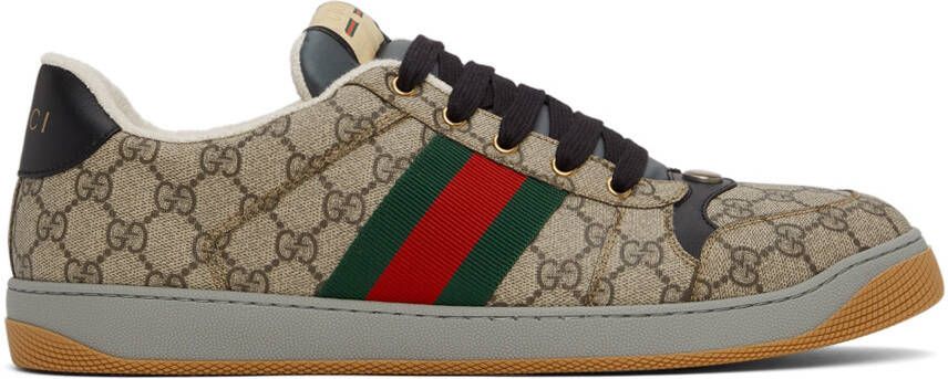 Gucci Beige  Black Screener GG Sneakers - Picture 4