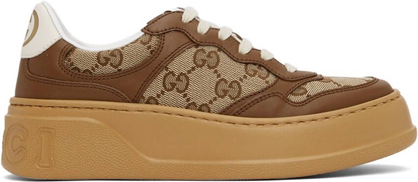 Gucci Beige  Brown GG Sneakers - Picture 5