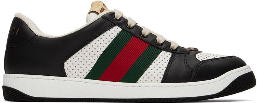Gucci Black  White Screener Sneakers - Picture 5