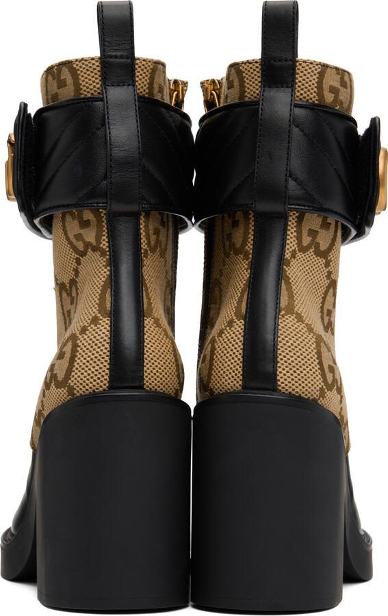 Gucci Beige  Black GG Marmont Ankle Boots - Picture 5