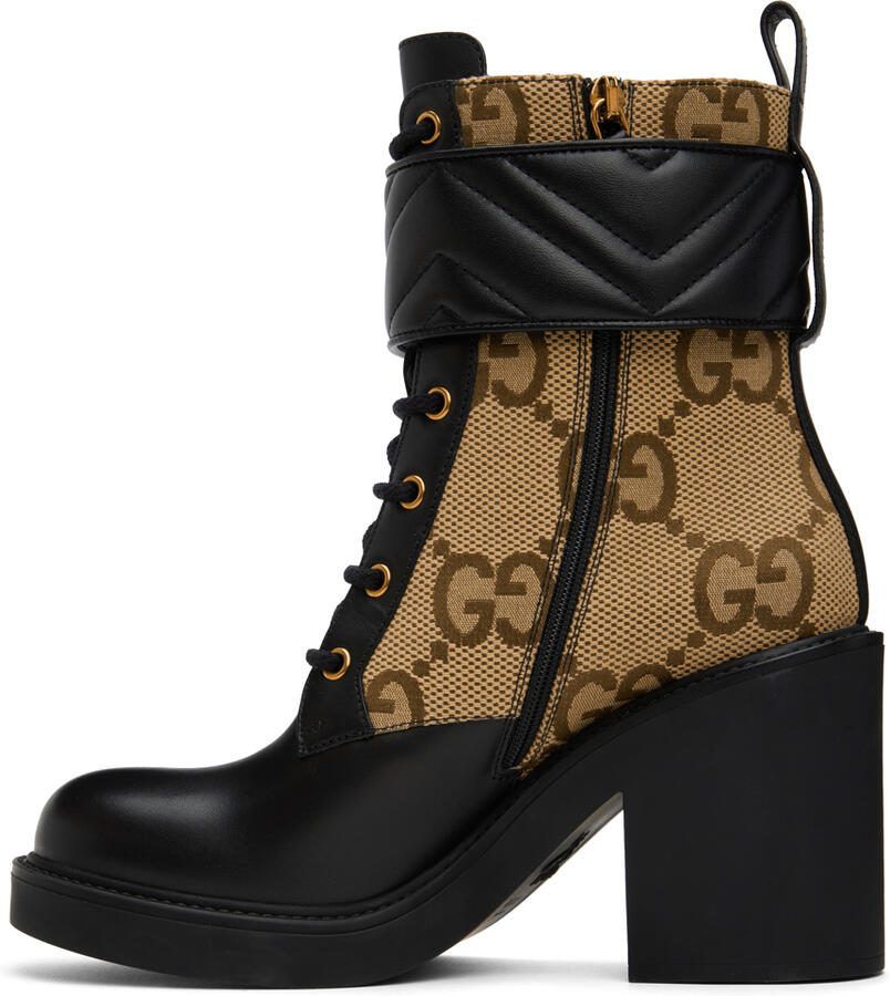 Gucci Beige  Black GG Marmont Ankle Boots