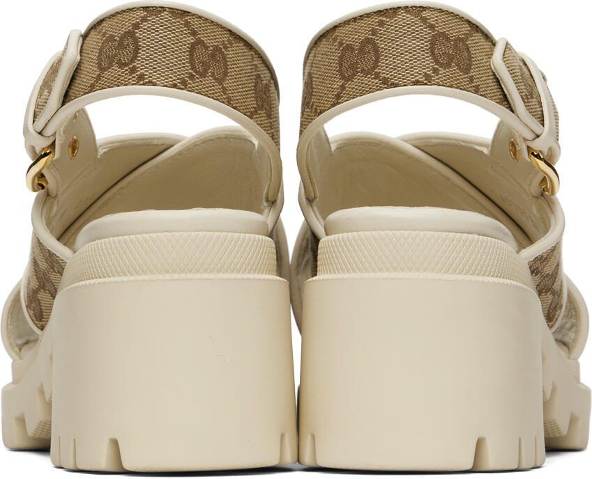 Gucci Beige  Brown GG Lug Sandals
