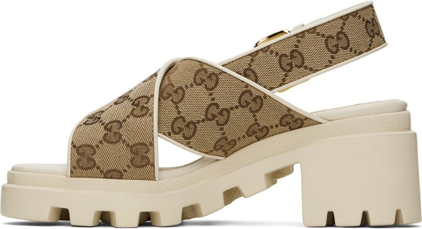 Gucci Beige  Brown GG Lug Sandals - Picture 3