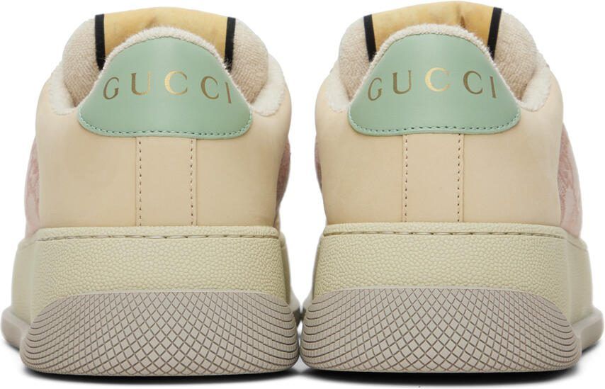 Gucci Beige  Pink Screener Sneakers