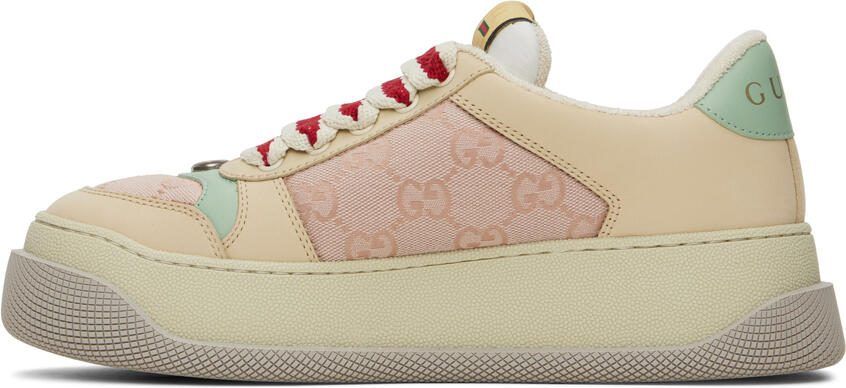 Gucci Beige  Pink Screener Sneakers - Picture 3