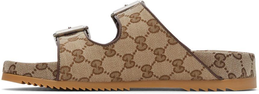 Gucci Beige Canvas GG Sandals - Picture 4