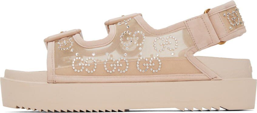 Gucci Beige Crystal GG Sandals - Picture 3